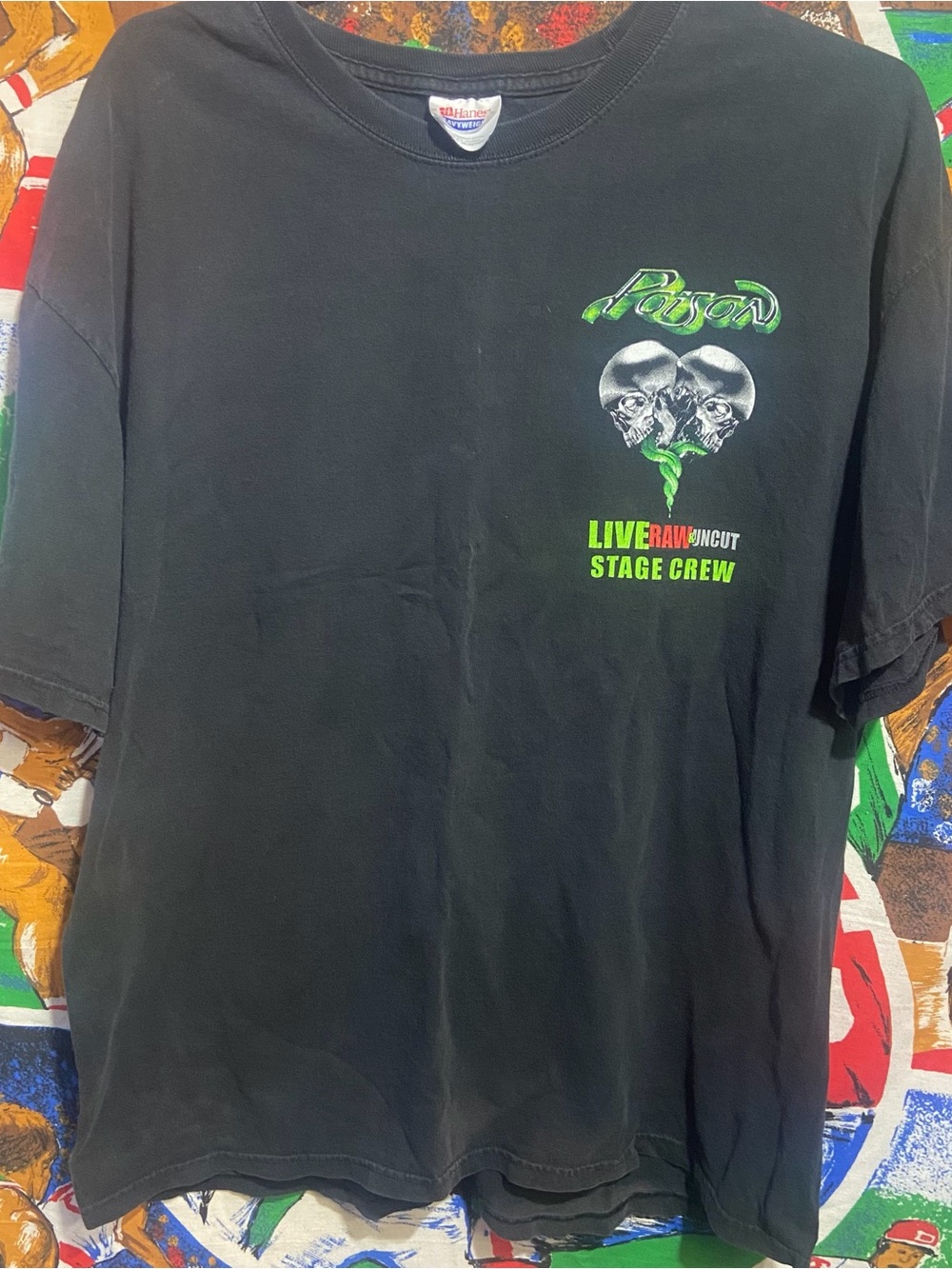 Poison Live Raw & Uncut Stage Crew Black Graphic Tee
